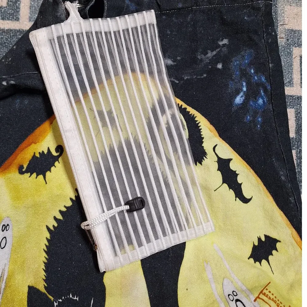 Black cat ghosts witch holloween whimsygoth canvas tote bag spooky full moon bat